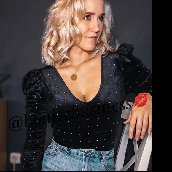 H&M Velour Bodysuit with Studs - Picture 2 of 8